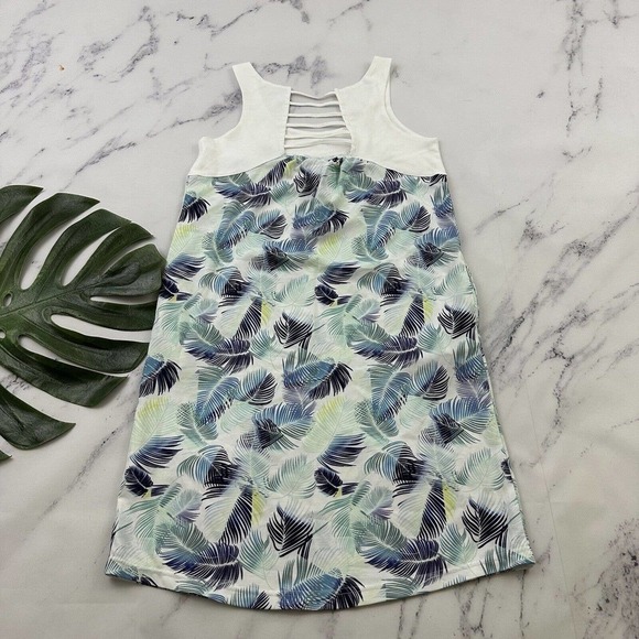 Carve Designs Tropical Leaf Print Shift Dress Size XS Blue Green Pockets Strappy - Picture 7 of 11